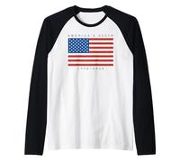 Trendy Apparel 4th of July America's 250th 1776-2026 US Flag Raglan Baseball Tee