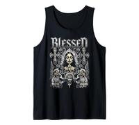 Trendy Apparel Blessed Praying Woman Surrounded by Crosses Tank Top