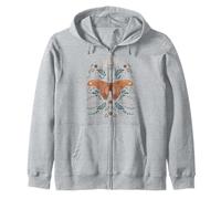 Trendy Apparel Celestial Butterfly Lunar Phases And Flowers Zip Hoodie