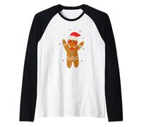 Trendy Apparel Christmas Happy Little Gingerbread Man Cookie Raglan Baseball Tee