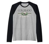 Trendy Apparel Colorado Cursive Rocky Mountains Elk Raglan Baseball Tee