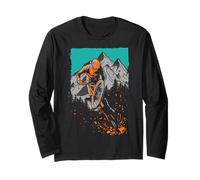 Trendy Apparel Extreme Sport Mountain Biker Scenic Back Drop Long Sleeve T-Shirt