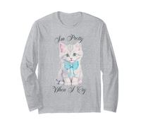 Trendy Apparel I'm Pretty When I Cry Cute Kitten Blue Bow Long Sleeve T-Shirt