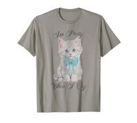 Trendy Apparel I'm Pretty When I Cry Cute Kitten Blue Bow T-Shirt