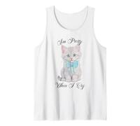 Trendy Apparel I'm Pretty When I Cry Cute Kitten Blue Bow Tank Top