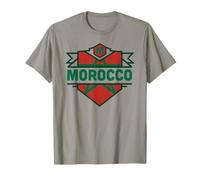 Trendy Apparel Morocco National Colors Flag Embeded Sheild T-Shirt