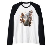 Trendy Apparel Punch The Monkey Shining Picture Montage Raglan Baseball Tee