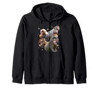 Trendy Apparel Punch The Monkey Shining Picture Montage Zip Hoodie