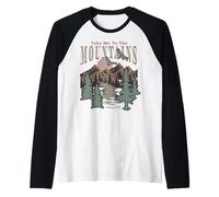 Trendy Apparel Take Me to The Mountains Flowing Creek View Raglan Baseball Tee