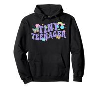 Trendy Apparel Tiny Teenager Cute Flower Butterfly & Rainbow Pullover Hoodie