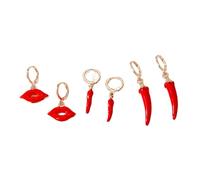 Trendy Asymmetric Red Enamel Chili Earrings for Women Charm Gold Stainless Steel Jewelry Gift