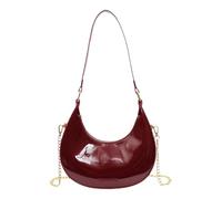 Trendy Bag, Women All-Match Shoulder Bag, Chain Simple Crossbody Bag Patent Leather Retro Sling Bag Shopping Work