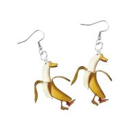 Trendy Banana Duck Acrylic Drop Earrings Bold Colorful Ear Pendant Comfortable Wear For Daily Use Or Festive Event Acrylic Banana Duck Earrings