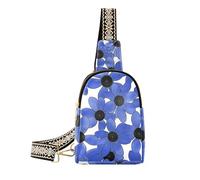 trendy Black-eyed Susan Simple Line Art Valentinesnes Blue fanny pack crossbody lightweight over the shoulder bag for day pack