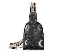 Trendy Black Gothic Tarot Astrology crossbody bags cute small sling bag for travel, Black Gothic Tarot astrology, One Size