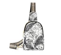 Trendy Black White Peacock travel fanny pack sturdy leather fanny pack crossbody for hiking, Black white peacock, One Size