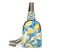 Trendy Blue and Yellow Summer Lemon bag for women fashion travel fanny pack for for day pack, Blue and yellow summer lemon, One Size