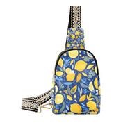 Trendy Blue and Yellow Summer Lemon small fanny pack lightweight anti theft crossbody bag for travel, Blue and yellow summer lemon, One Size