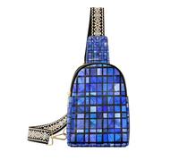 Trendy Blue Grid large fanny packs sturdy crossbody bags fanny pack for day pack, blue grid, One Size