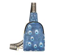 Trendy Blue Peacock Feather crossbody fanny packs waterproof bag purses for women for day pack, Blue peacock feather, One Size