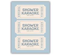 Trendy Blue Posters Funny Shower Karaoke Ticket Wall Art Decor Retro Preppy Coastal Beachy Canvas Prints Coquette Cream Singing Sign for College Dorm Teen Girl Bathroom Aesthetic 12x16inch Unframed