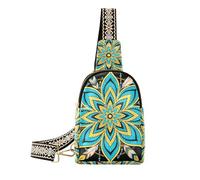 trendy Bohemian Mandala Flower Blue Yellow fanny pack men sturdy cross body fanny pack for hiking