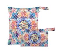 Trendy Boho Colorful Flowers Bloom reusable bags for wet 2 Pack diaper bag essential items with handles for baby diapers, bathing