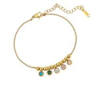 Trendy Boho Stainless Steel Colorful CZ Crystal Rainbow Anklets for Women, Dainty Rhinestone Beaded 14k Gold Chain Layering Anklet, One Size, Metal Cubic Zirconia, Cubic Zirconia
