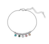 Trendy Boho Stainless Steel Colorful CZ Crystal Rainbow Anklets for Women, Dainty Rhinestone Beaded 14k Gold Chain Layering Anklet, One Size, Metal Cubic Zirconia, Cubic Zirconia