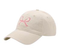 Trendy Bow-Tie Baseball Cap for Women | Trucker Hats Y2k Adjustable Fashion Sun Hat with Visor for Hiking & Travel, Beige/Pink, One size