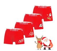 Trendy Boy Boys Christmas Cotton Boxer Briefs Underwear 2-12 Years Underpants 4-Pack Red colour New Year Special Collection Italian Design Ultra Soft (5213, 12-14 Years)