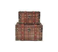 Trendy Boy Vintage Treasure Lock Storage Box - Handmade Wooden Decorative Chest, Perfect Keepsake Box for Home Décor, Jewelry, Trinkets and Gift Storage (331-Brown)