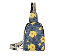 trendy Carnation Lace Mustard Yellow and Denim Blue fanny pack men cute fanny packs for women for day pack, Carnation Lace Mustard Yellow and Denim Blue