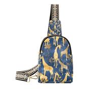 Trendy Cartoon Cute Golden Giraffe sling bag men sturdy small cross body bag for hiking, Cartoon cute golden giraffe, One Size