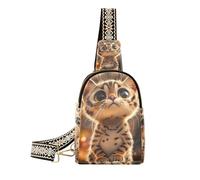 trendy Cartoon Funny Bengal Cats Grieved women's fanny pack leather small sling bag for day pack, cartoon funny Bengal cats grieved, One Size