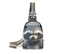 trendy Cartoon Funny Gray Raccoon black fanny pack fashion bags fanny pack chest for travel, cartoon funny gray Raccoon, One Size