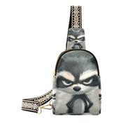 trendy Cartoon Funny Gray Raccoon fanny packs crossbody leather bags fanny pack chest for day pack, cartoon funny gray Raccoon, One Size