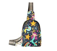 trendy Cartoon Mermaids Unicorns Rainbows Five-pointed Stars sling bags crossbody leather for women fanny pack for hiking