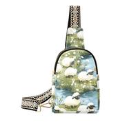 trendy Cartoon Sheep A River bags for men leather sling purse for women for travel