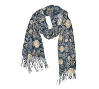 trendy cashmere feel Scarf winter accessories for women William Morris Style Rustic Ethnic Floral Dark Blue bufandas y chales para mujer