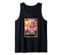 Trendy Cat in Car Funny Fun Animal Parody Art Print Poster Tank Top