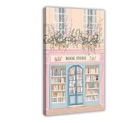 Trendy Charming Bookish Book Store Posters Colorful Pink Floral Literary Canvas Wall Art Preppy Reading Aesthetic Prints Painting For Home Bedroom Dorm Wall Decor Frame-style 16x24inch(40x60cm)