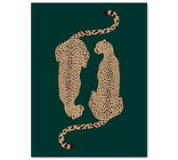 Trendy Cheetah Canvas Wall Art Retro Emerald Green Leopard Preppy Poster Funky Jungle Animal Dopamine Print Minimalist Aesthetic Painting for Bedroom Dorm Apartment Decor 12x16in Unframed