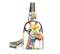 trendy Chubby Fox Little Girl travel sling bag fashion black fanny pack for for travel, Giraffe Red Orange Colorful