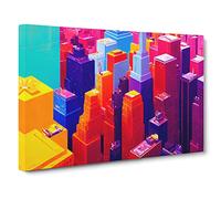 Trendy City Skyline Architecture Canvas Print | Gallery Wrapped 30mm Frame Wall Art | 30x20 inches | Ready to Hang | Contemporary Cityscape Picture | Living Room Bedroom Lounge Office