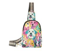 trendy Colorful Asthetic Art Dogs crossbody sling bag anti-theft crossbody fanny pack purse for day pack