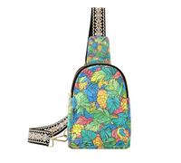 Trendy Colorful Fruit Leaf Flowers bags for girls fashion crossbody fanny pack purse for day pack, Colorful fruit leaf flowers, One Size