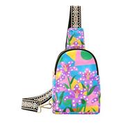 trendy Colorful Geometric Shapes Purple Lilies womens fanny pack fashion brown leather fanny pack for hiking