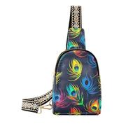 trendy Colorful Peacock Feathers bag for men lightweight sling bags for women for hiking