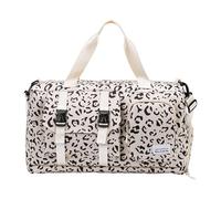 Trendy Cow Leopards Print Sports Bag Practical Oxford Fabric Multi Compartment Design Water Resistant Gym Swim Travel Accessories Cow Print Leopard Design Travel Bags